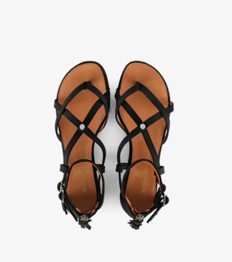 Fairfax and Favor Ladies The Brancaster Sandal - Black Suede