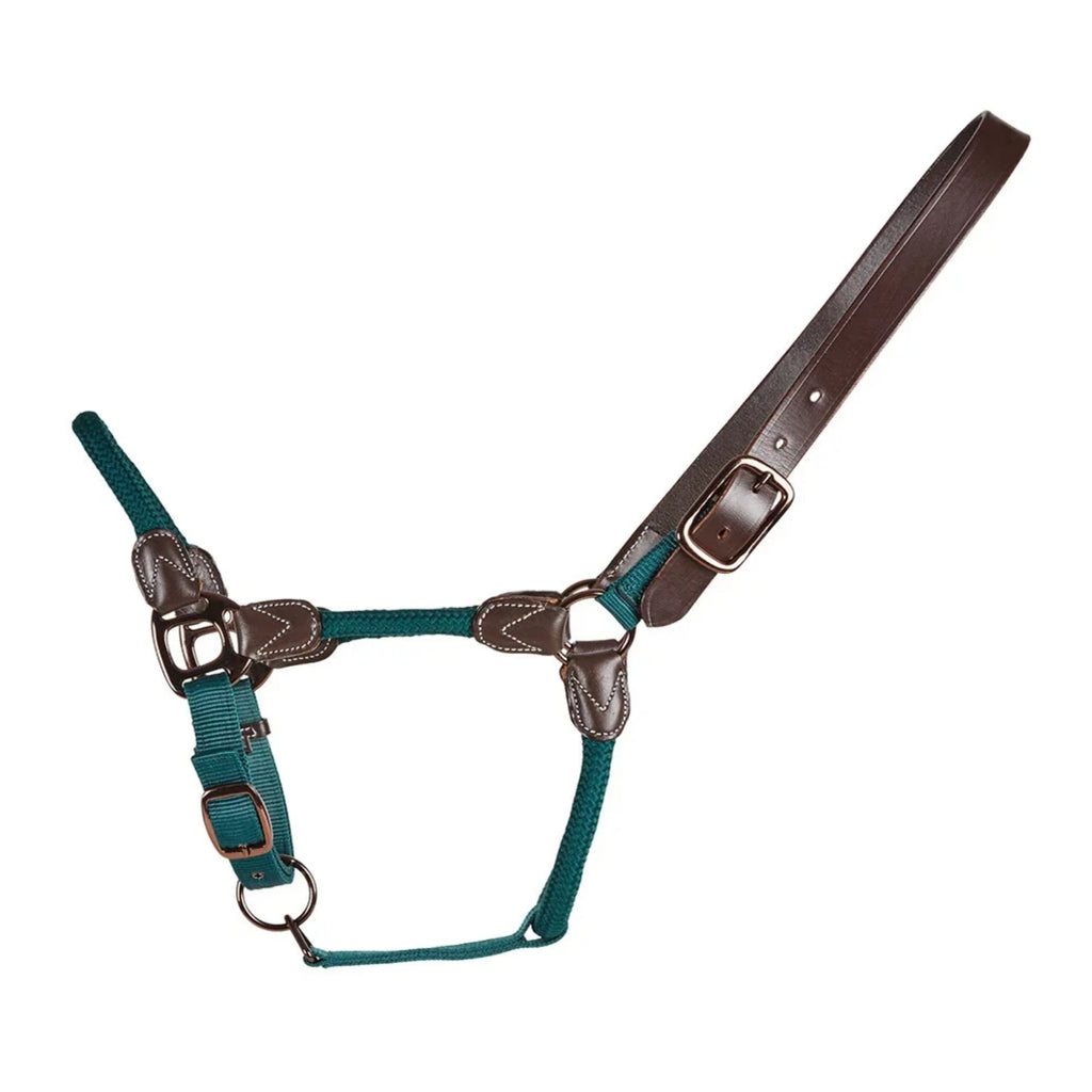 Cameo Rope Leather Headcollar & Leadrope - Evergreen