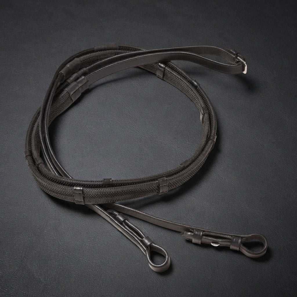 Cameo Rubber Grip Reins - Black