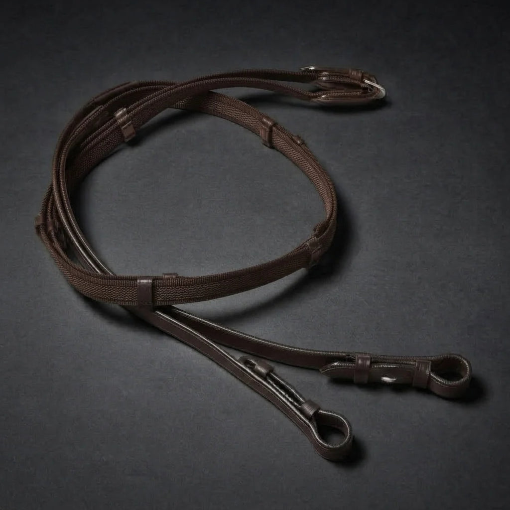 Cameo Rubber Grip Reins - Dark Brown