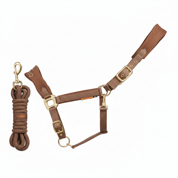 Cameo Suede Elite Headcollar & Leadrope - Mocha