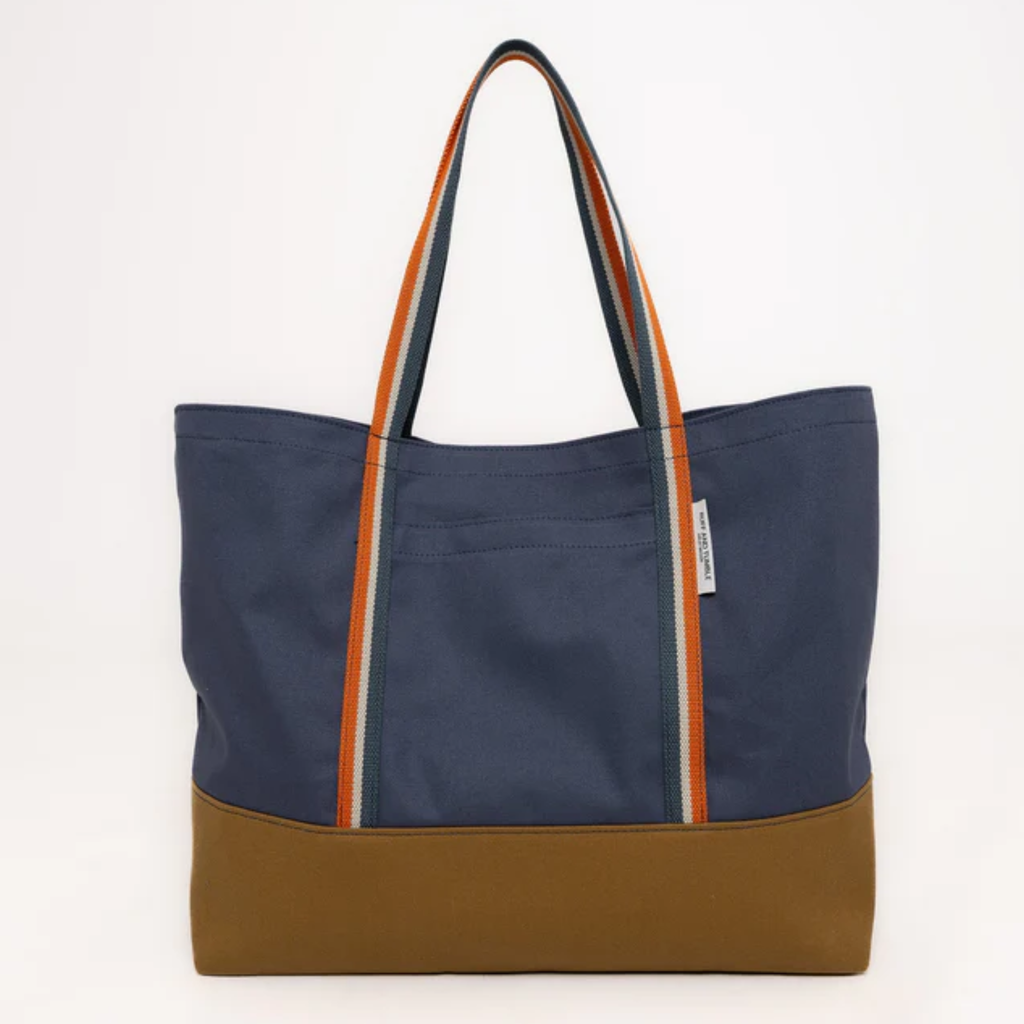 Ruff & Tumble Luxury Cotton Canvas Tote Bag - Navy and Tan