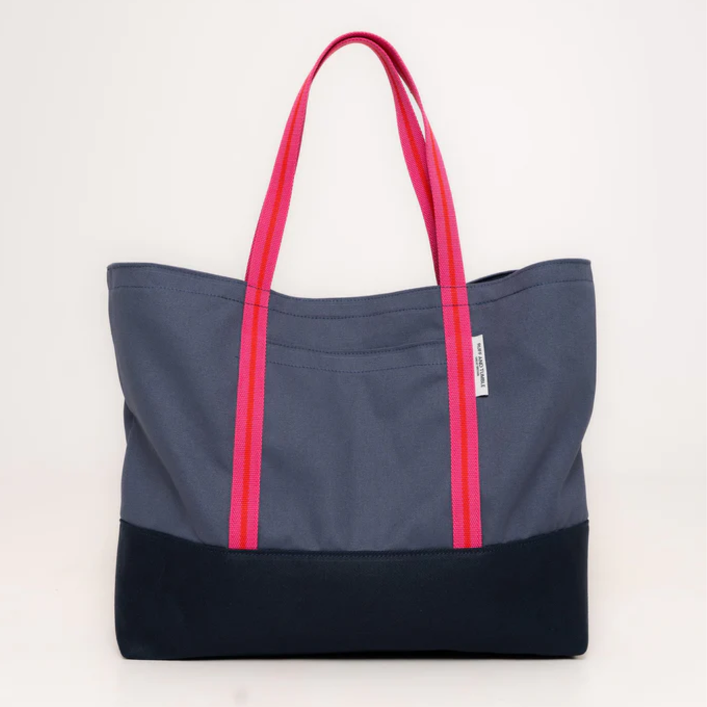 Ruff & Tumble Luxury Cotton Canvas Tote Bag - Navy and Fuschia