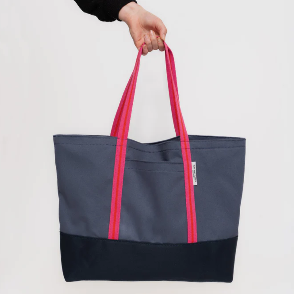 Ruff & Tumble Luxury Cotton Canvas Tote Bag - Navy and Fuschia