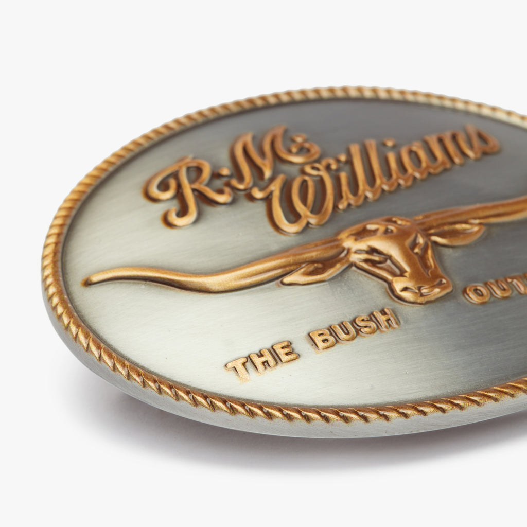 R.M.Williams Logo Buckle - Silver Gold