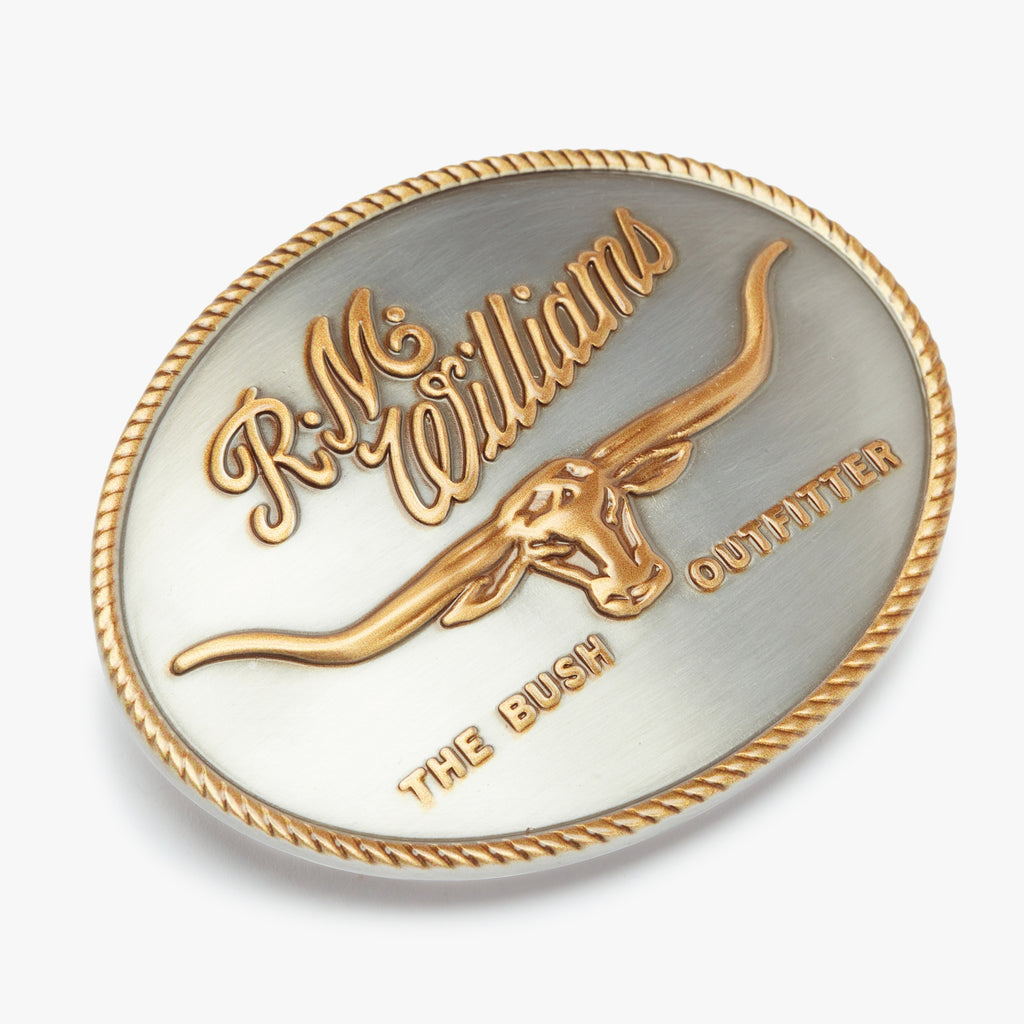 R.M.Williams Logo Buckle - Silver Gold