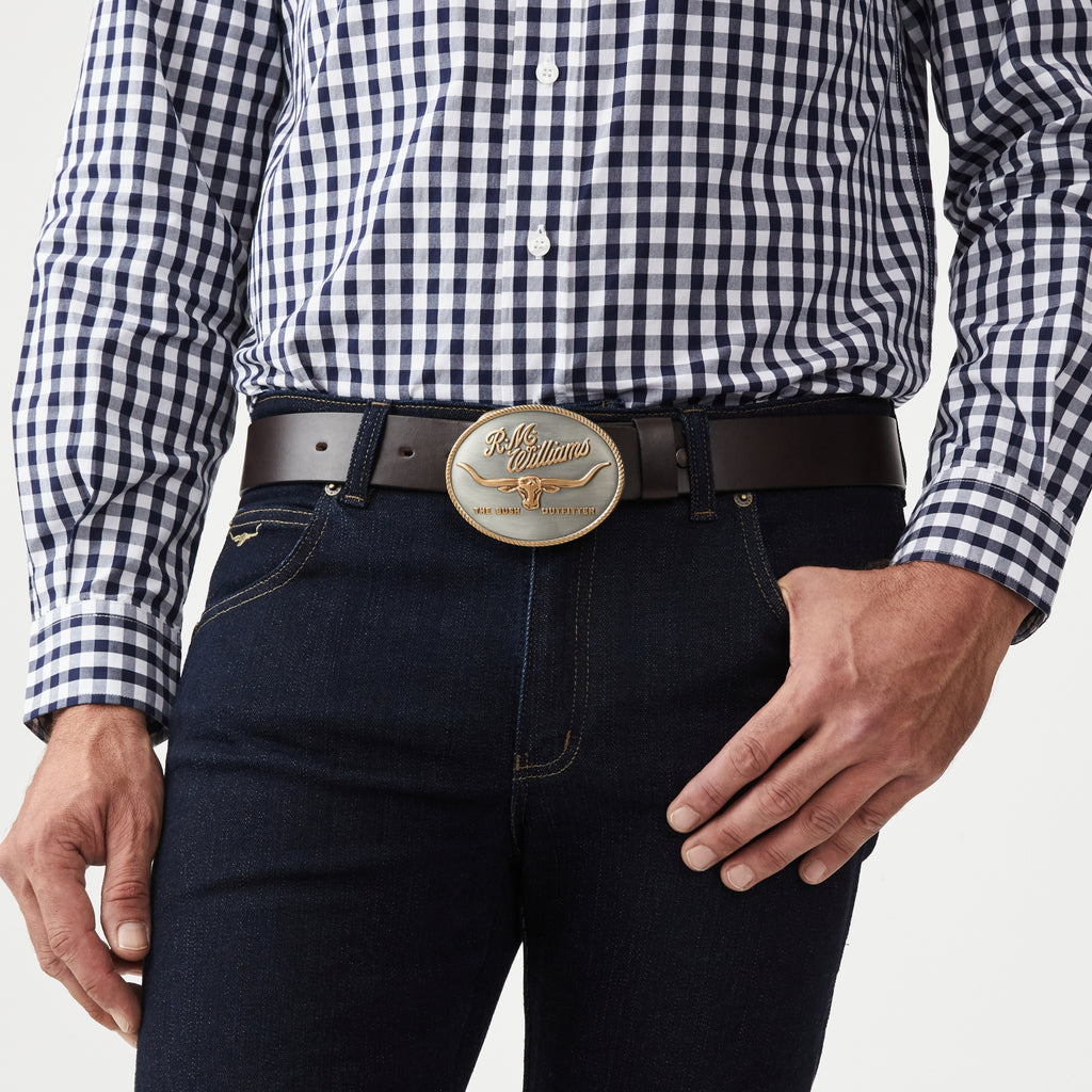 R.M.Williams Logo Buckle - Silver Gold