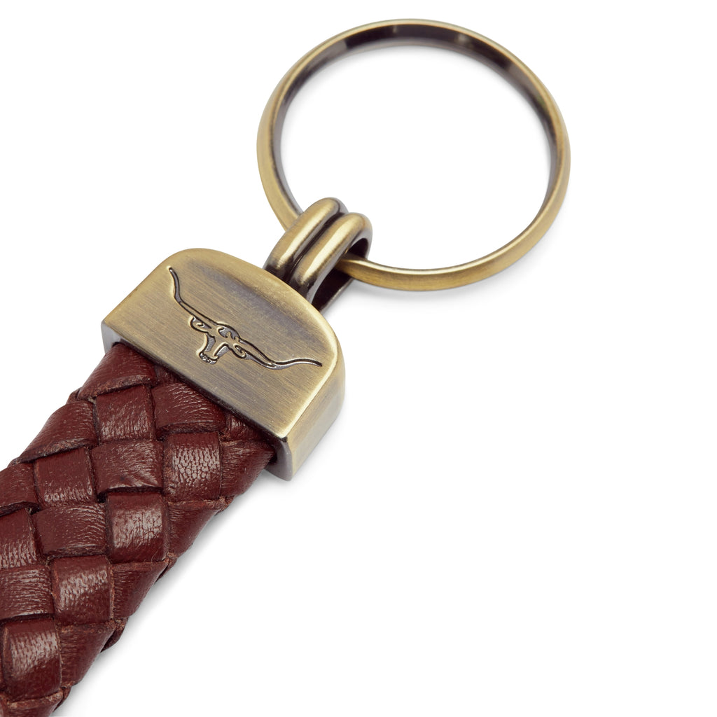 R.M.Williams Plaited Key Ring - Brown/Nickel