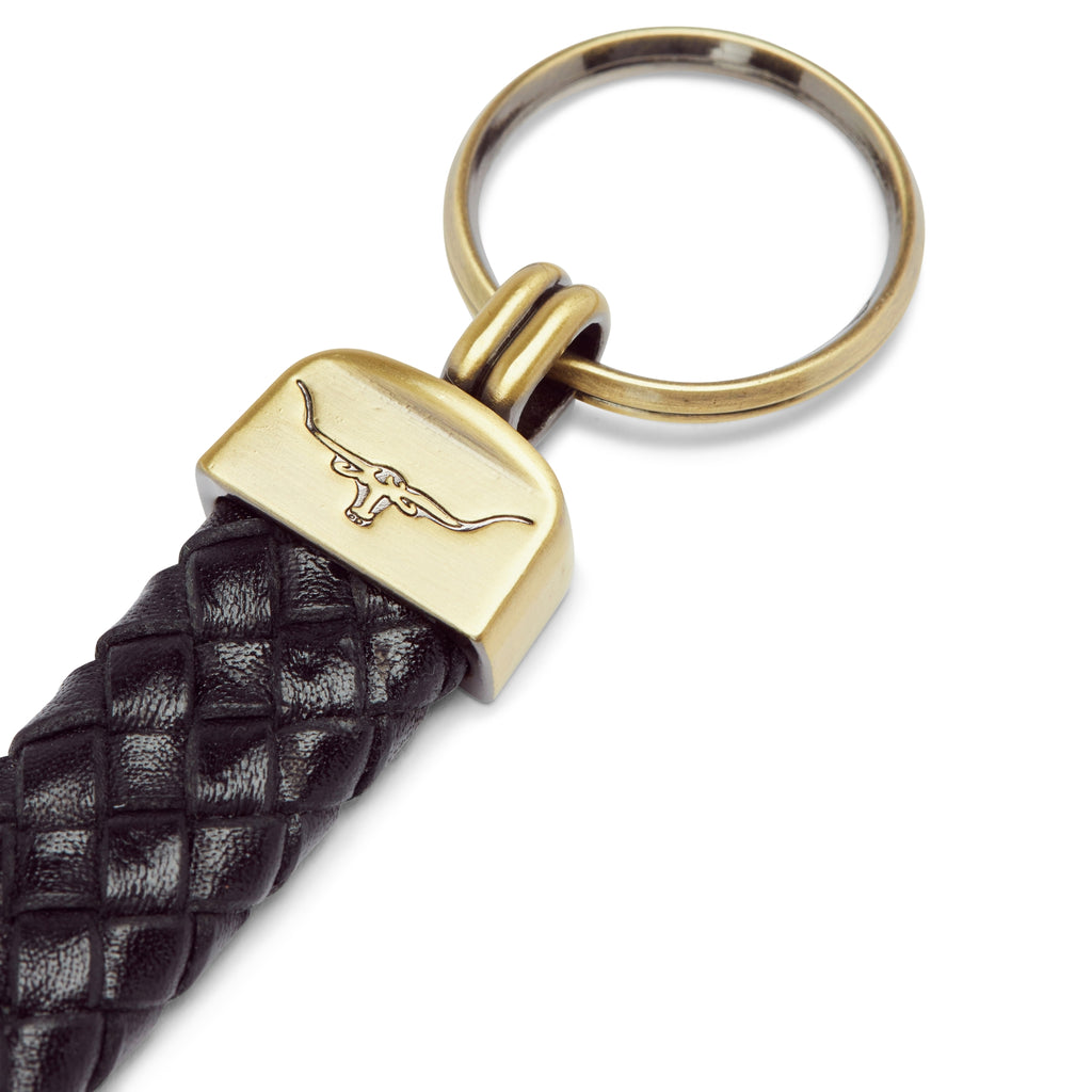 R.M.Williams Plaited Key Ring - Black/Brass