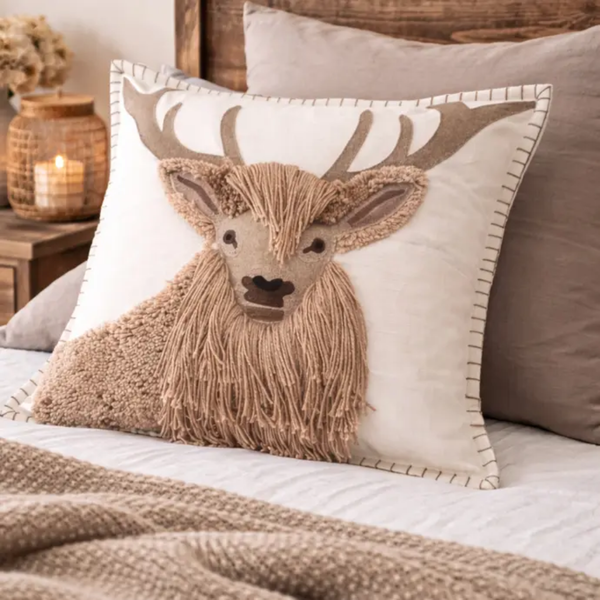 Aquarelle Home Dennis Tufted Stag Cushion