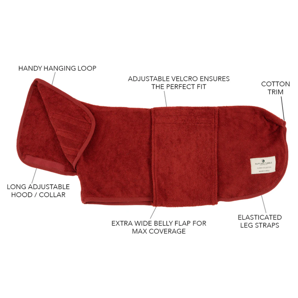 Ruff & Tumble Classic Dog Drying Coat - Rosehip