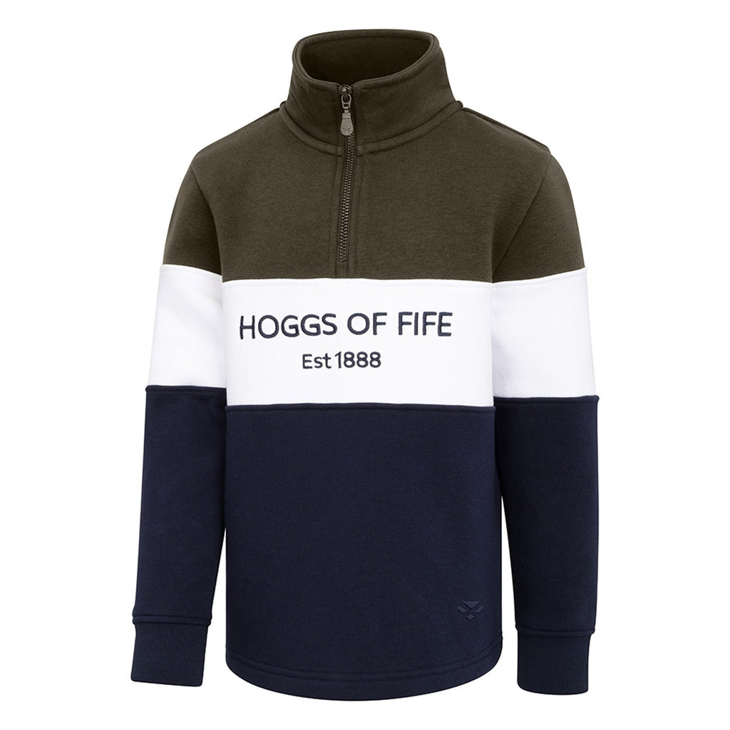 Hoggs of Fife Dumfries 1888 Junior 1/4 Zip - Forest/White/Navy