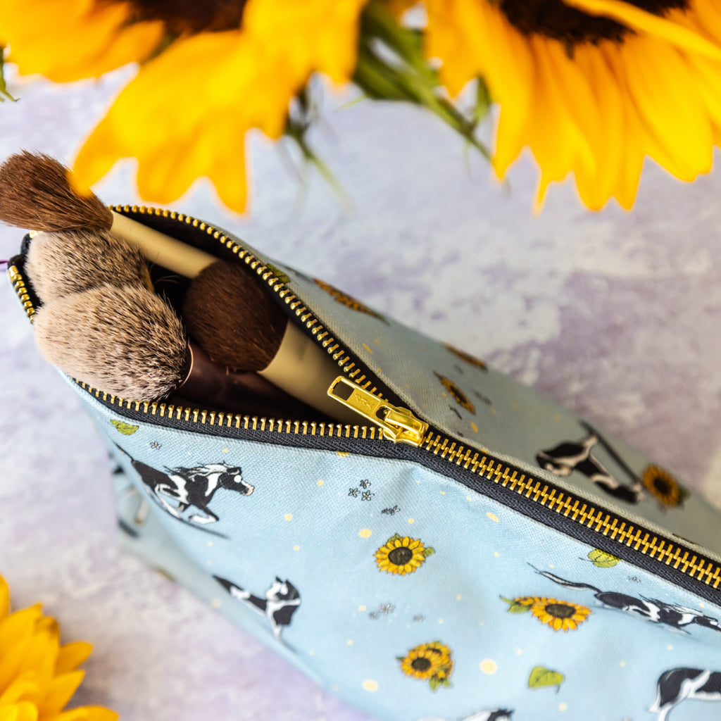 Emily Cole Piebald Horse & Sunflowers Washbag