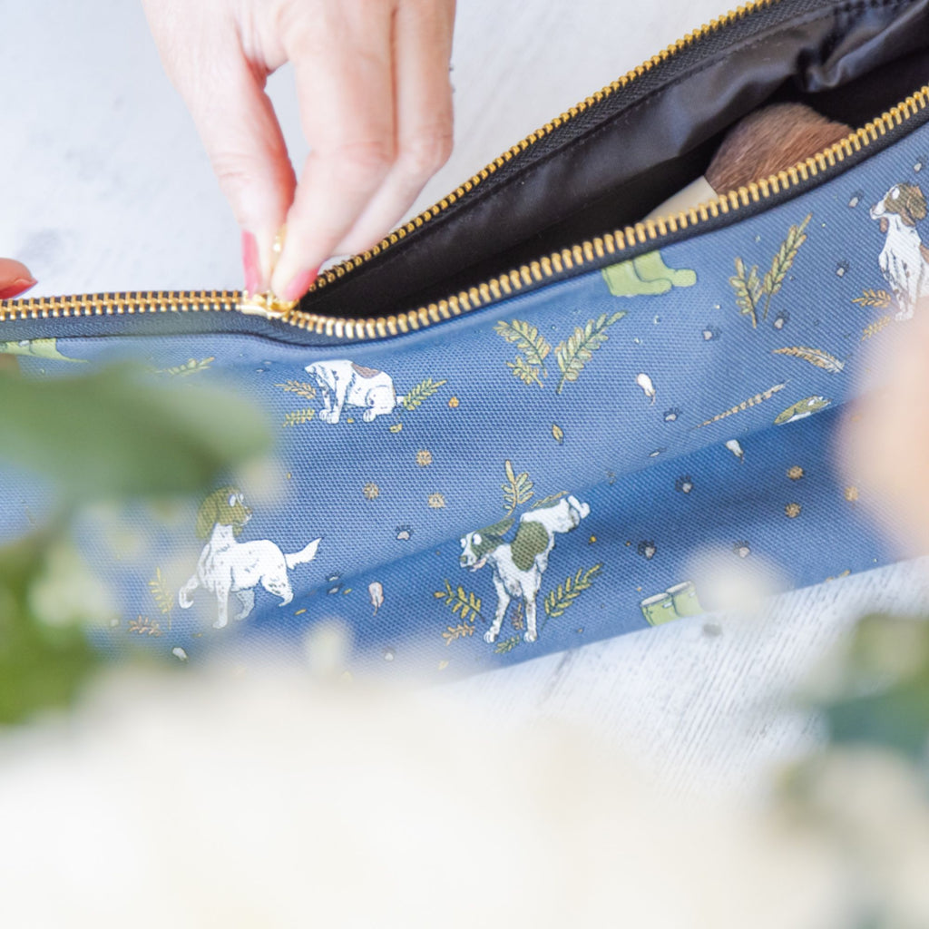 Emily Cole Liver & White Spaniel Pattern Washbag