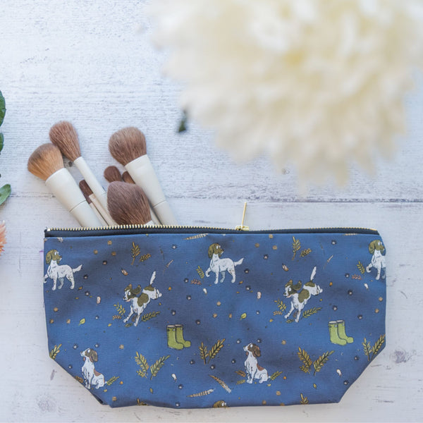 Emily Cole Liver & White Spaniel Pattern Washbag