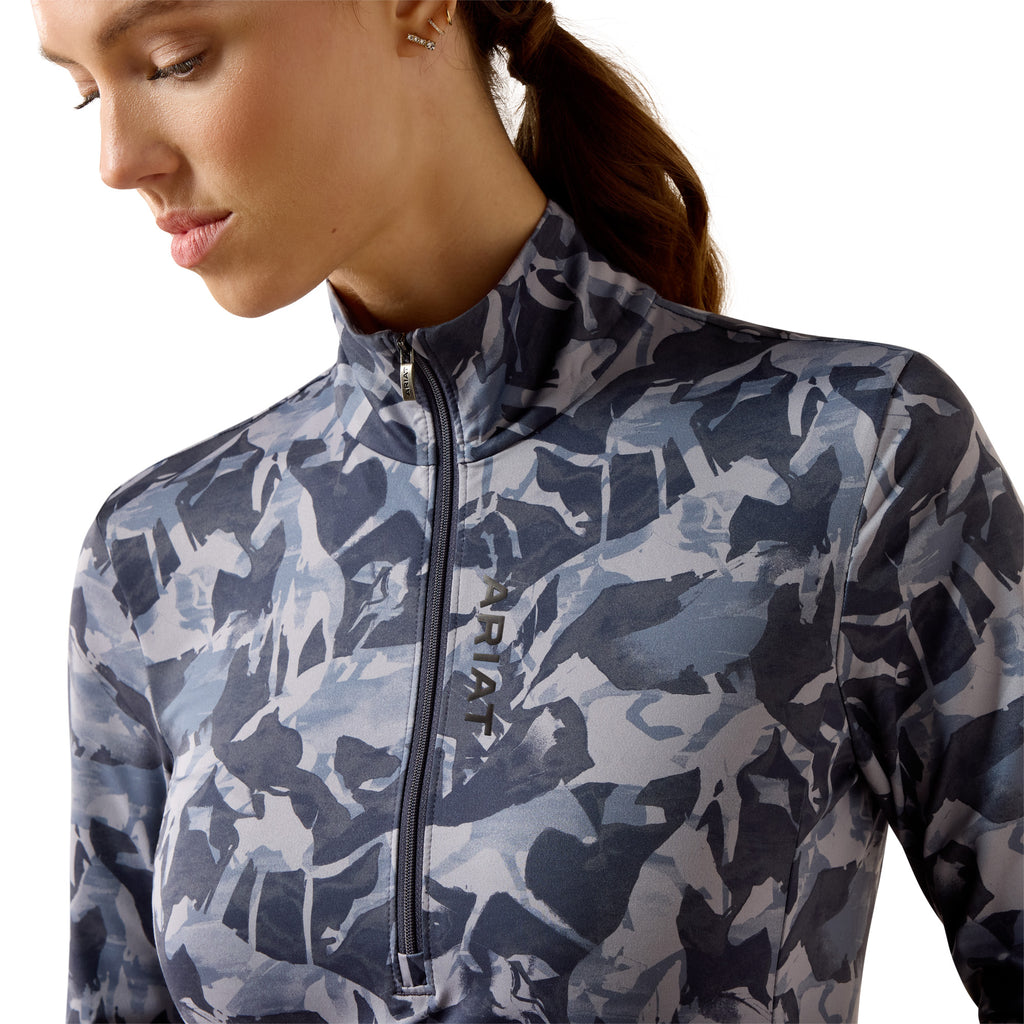 Ariat Ladies Lunaveil 1/2 Zip Base Layer - Polar Coincide Print