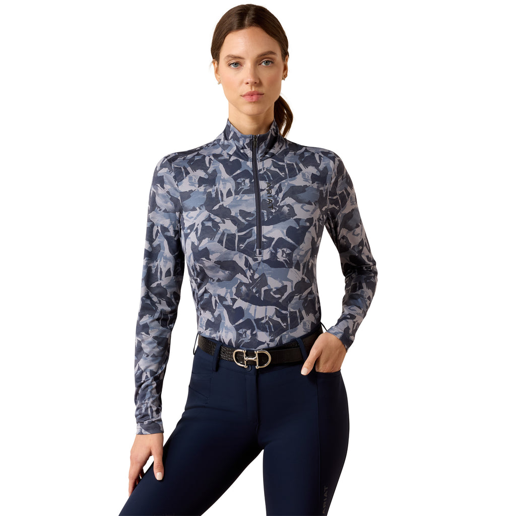 Ariat Ladies Lunaveil 1/2 Zip Base Layer - Polar Coincide Print
