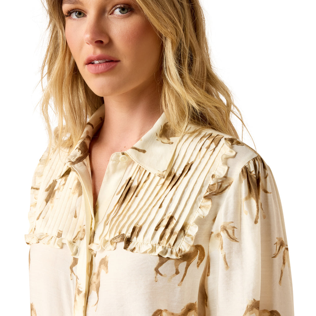 Ariat Ladies Hannington Blouse - Running Horse Print