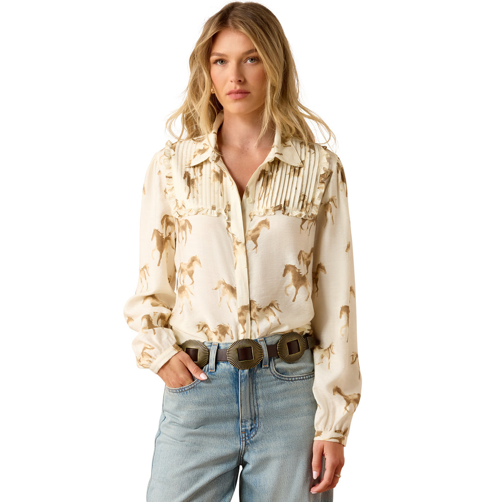 Ariat Ladies Hannington Blouse - Running Horse Print