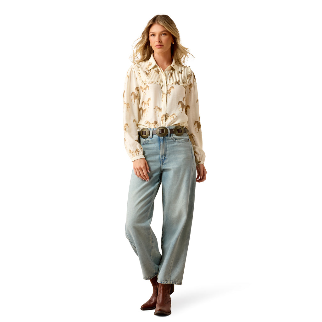Ariat Ladies Hannington Blouse - Running Horse Print