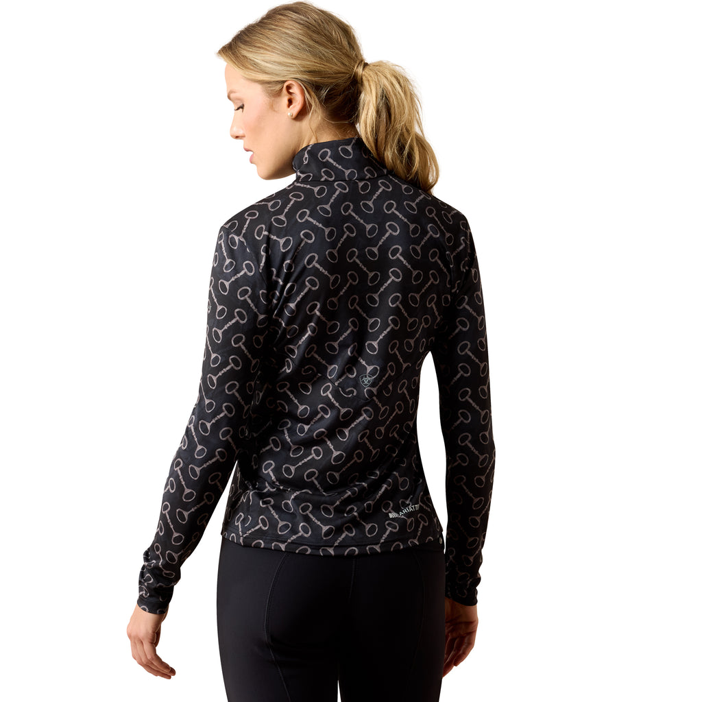 Ariat Ladies Lunaveil 1/2 Zip Base Layer - Black French Link Print