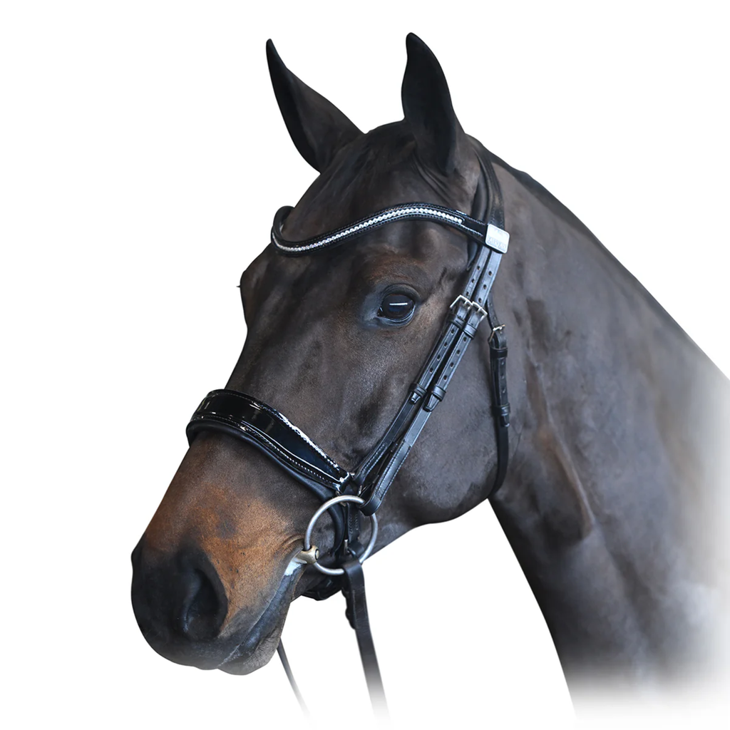 Fairfax Patent Diamante Browband - Black