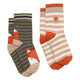 Joules Boys Eat Feet Socks - Khaki & Orange Fox