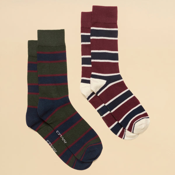 Joules Mens Kinsbury Socks - Green/Red Stripe