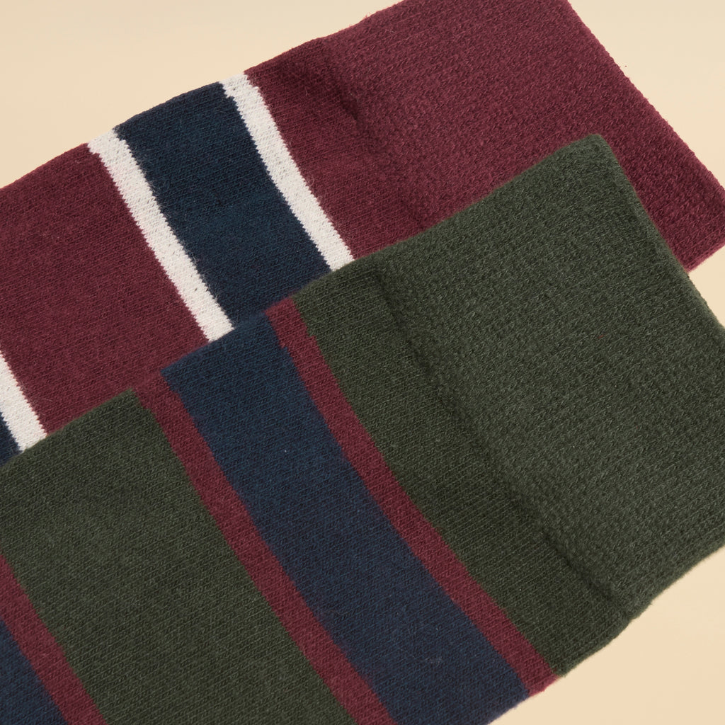 Joules Mens Kinsbury Socks - Green/Red Stripe