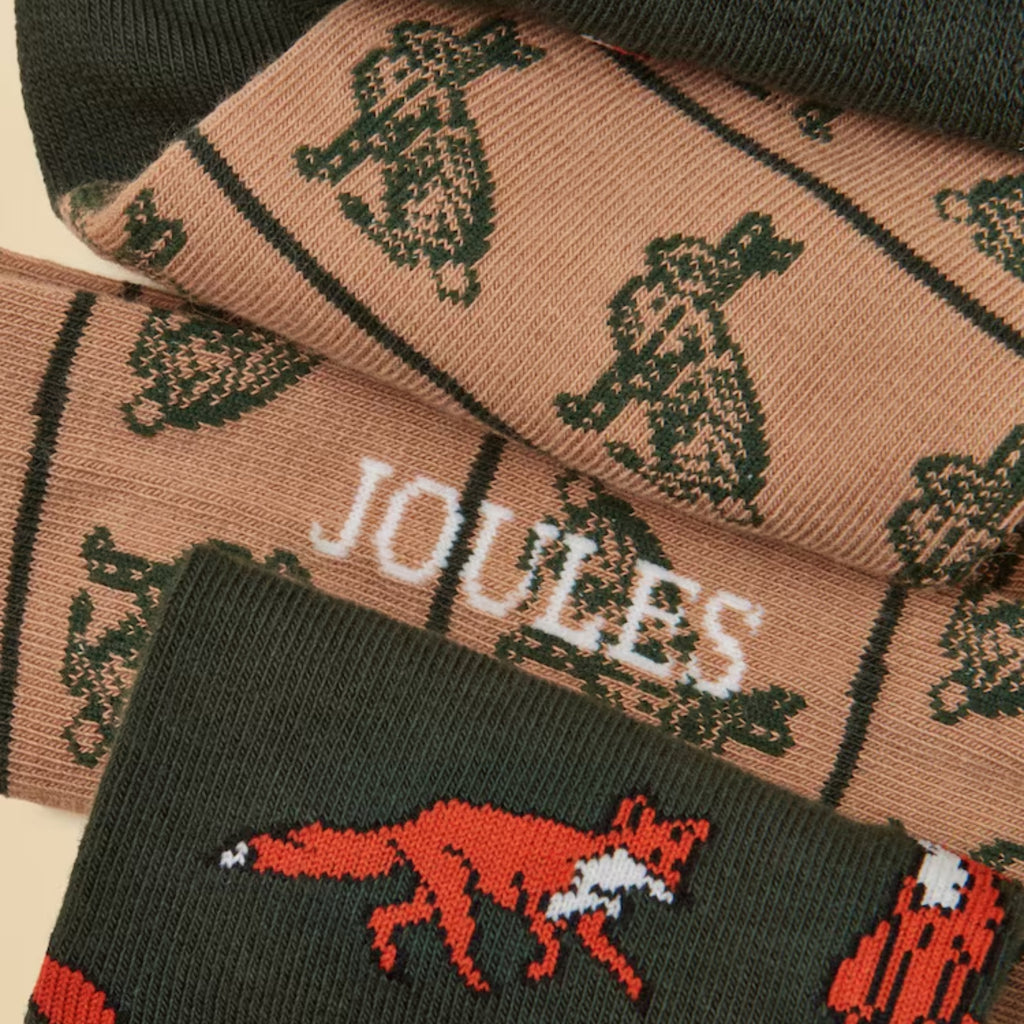Joules Mens Kinsbury Socks - Green Fox