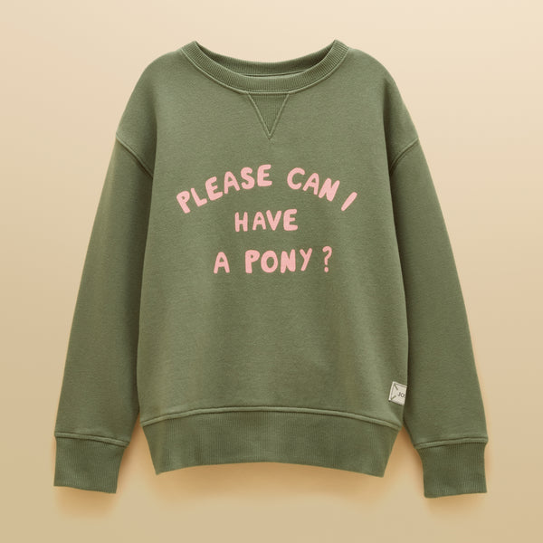 Joules Girls Sundaze Sweatshirt - Khaki Green