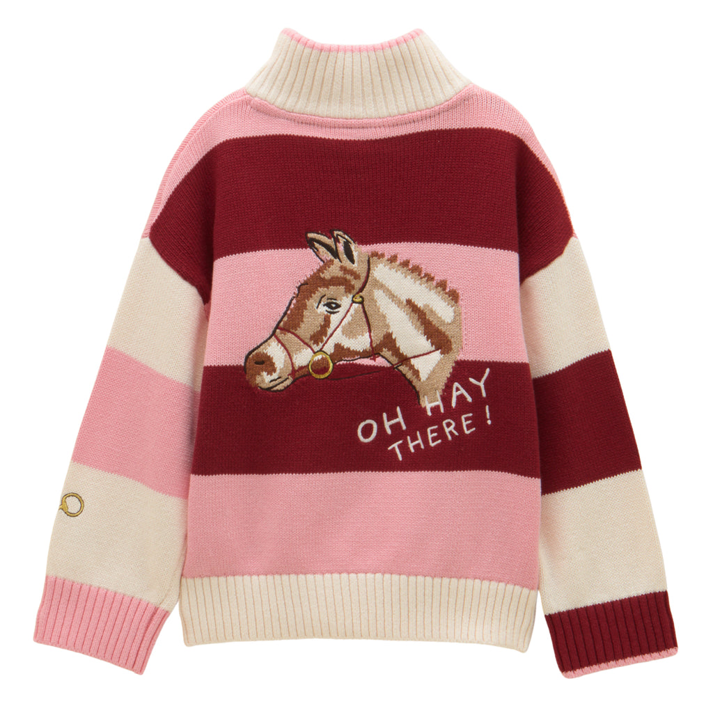Joules Girls Buckley 1/4 Zip Jumper - Pink Horse