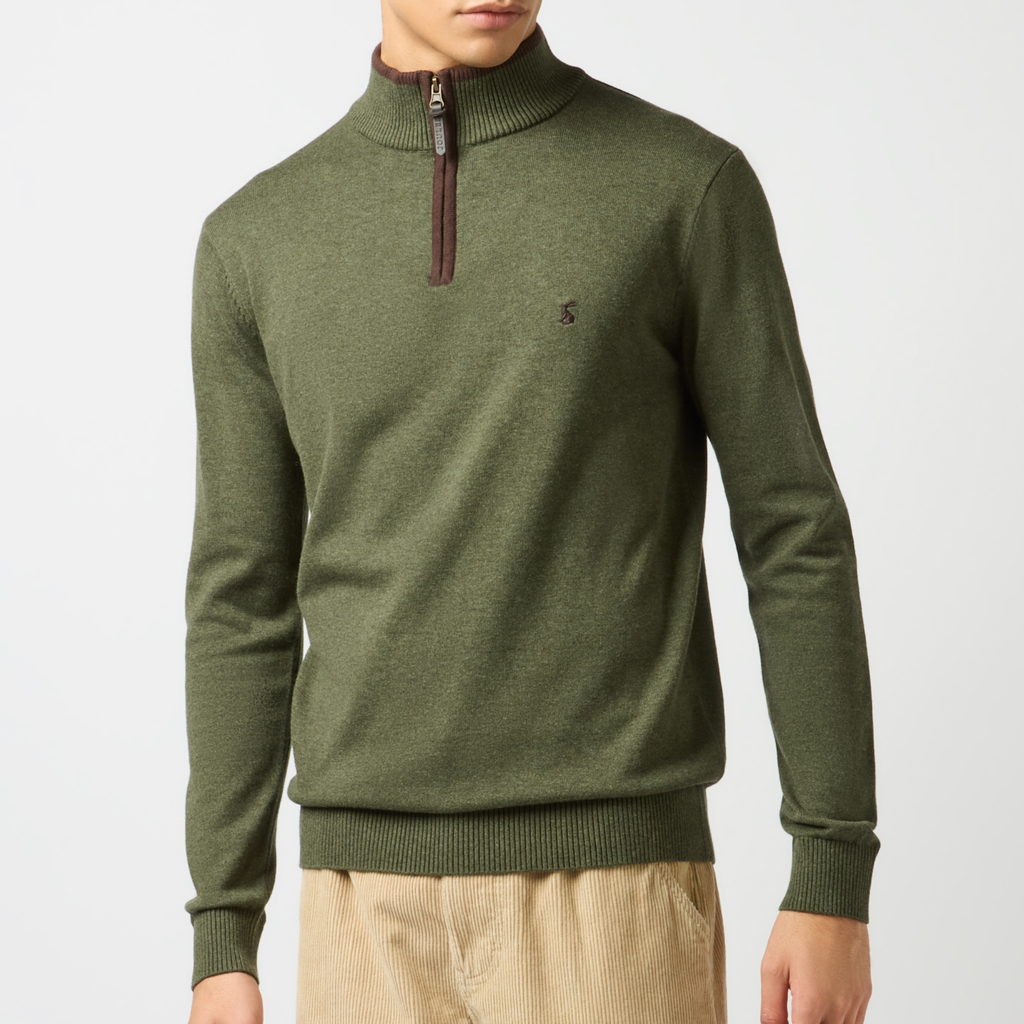 Joules Mens Hillside 1/4 Zip Jumper - Green