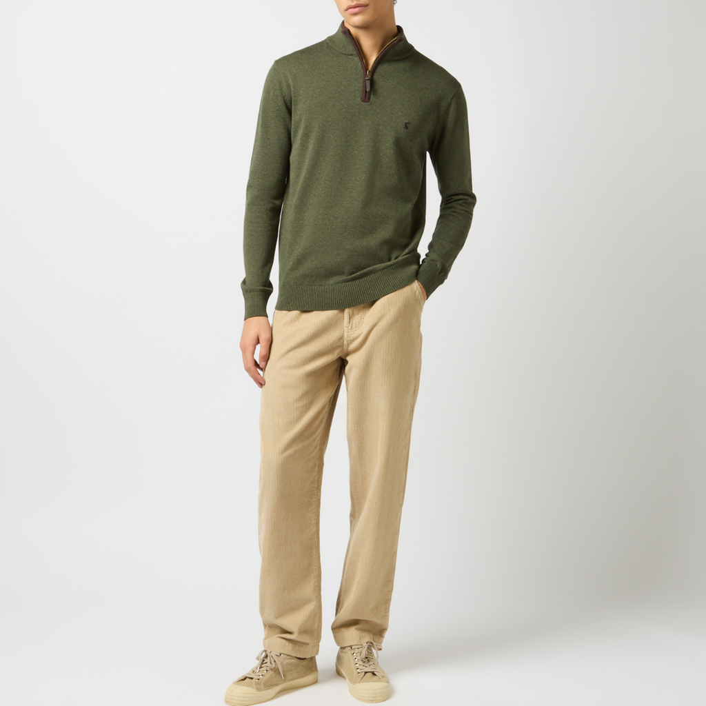 Joules Mens Hillside 1/4 Zip Jumper - Green
