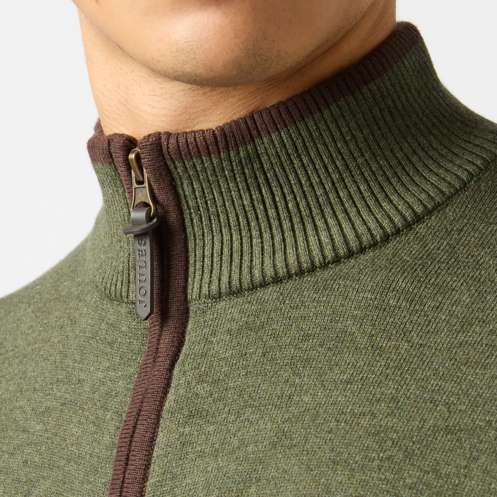 Joules Mens Hillside 1/4 Zip Jumper - Green