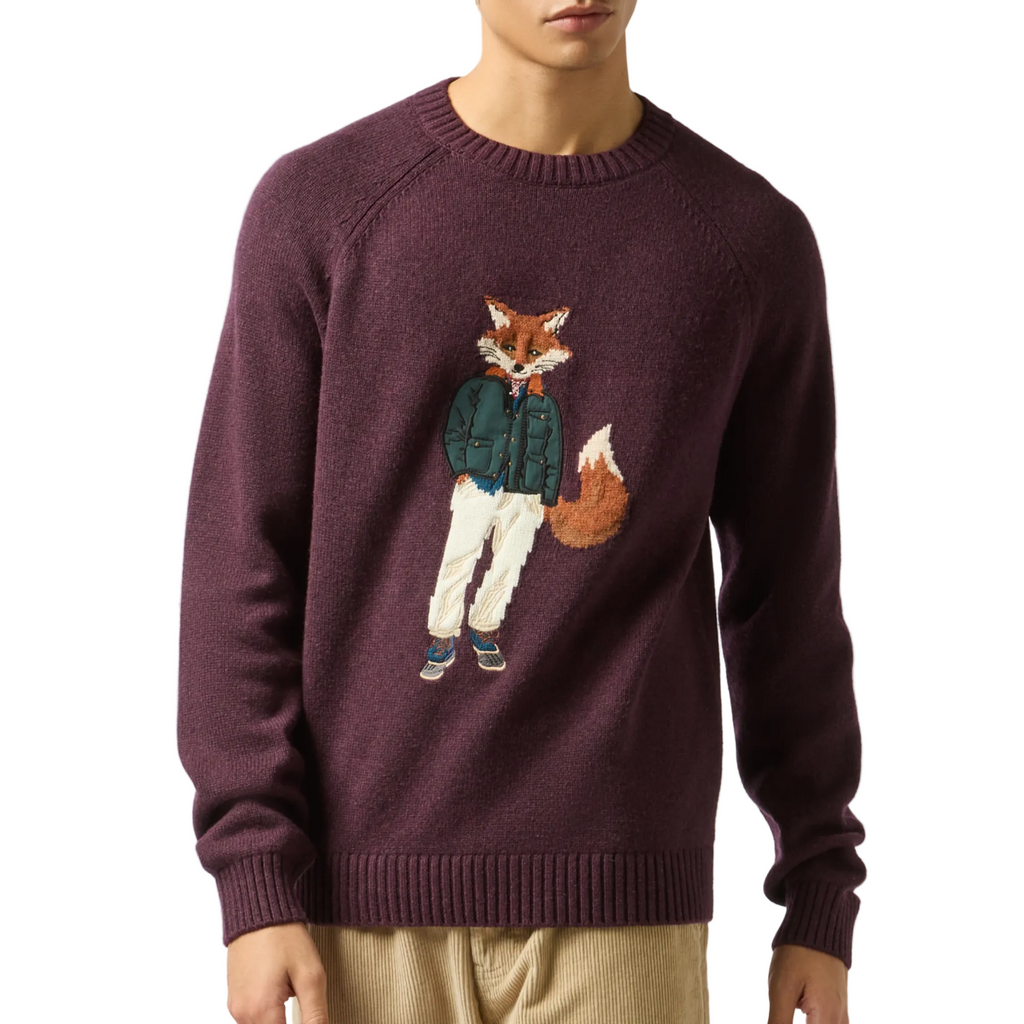 Joules Mens Intarsia Jonty Crew - Purple