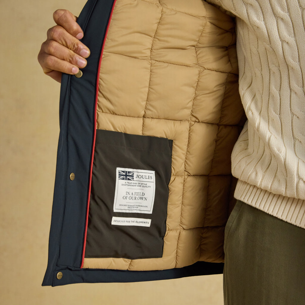 Joules Mens Padded Waterproof Field Coat - Navy