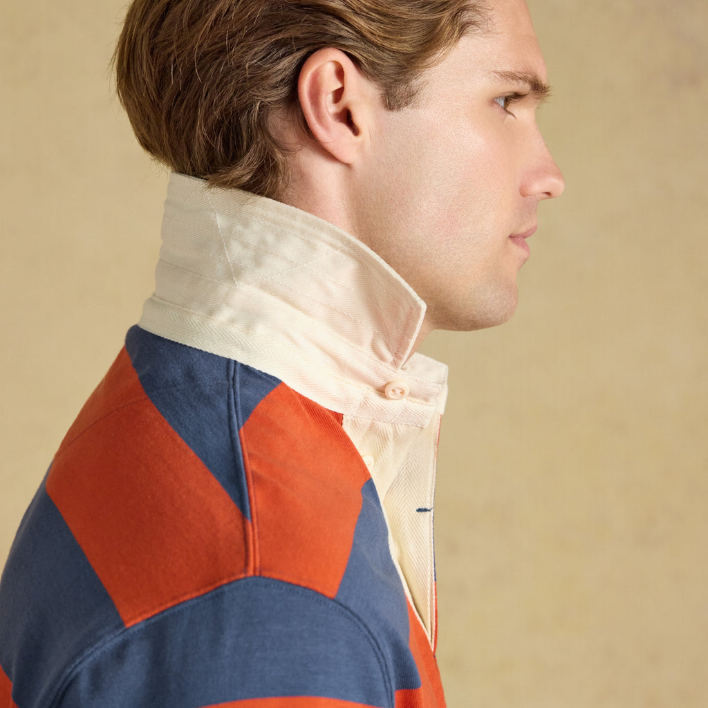 Joules Mens Rugby Club Shirt - Blue/Orange