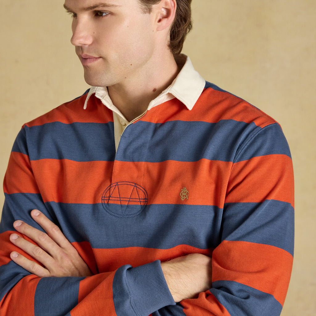 Joules Mens Rugby Club Shirt - Blue/Orange