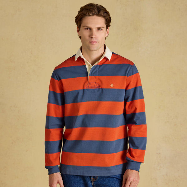 Joules Mens Rugby Club Shirt - Blue/Orange