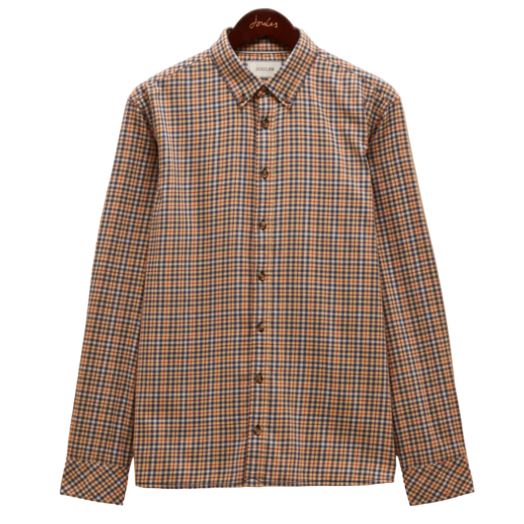 Joules Mens Classic Fit Flannel Check Shirt - Oatmeal