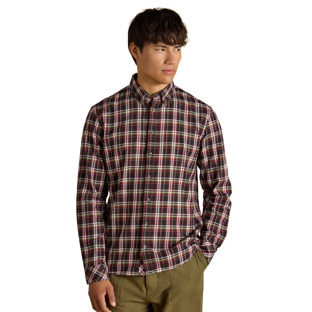 Joules Mens Classic Fit Flannel Check Shirt - Burgundy Red