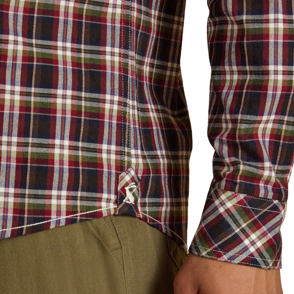 Joules Mens Classic Fit Flannel Check Shirt - Burgundy Red