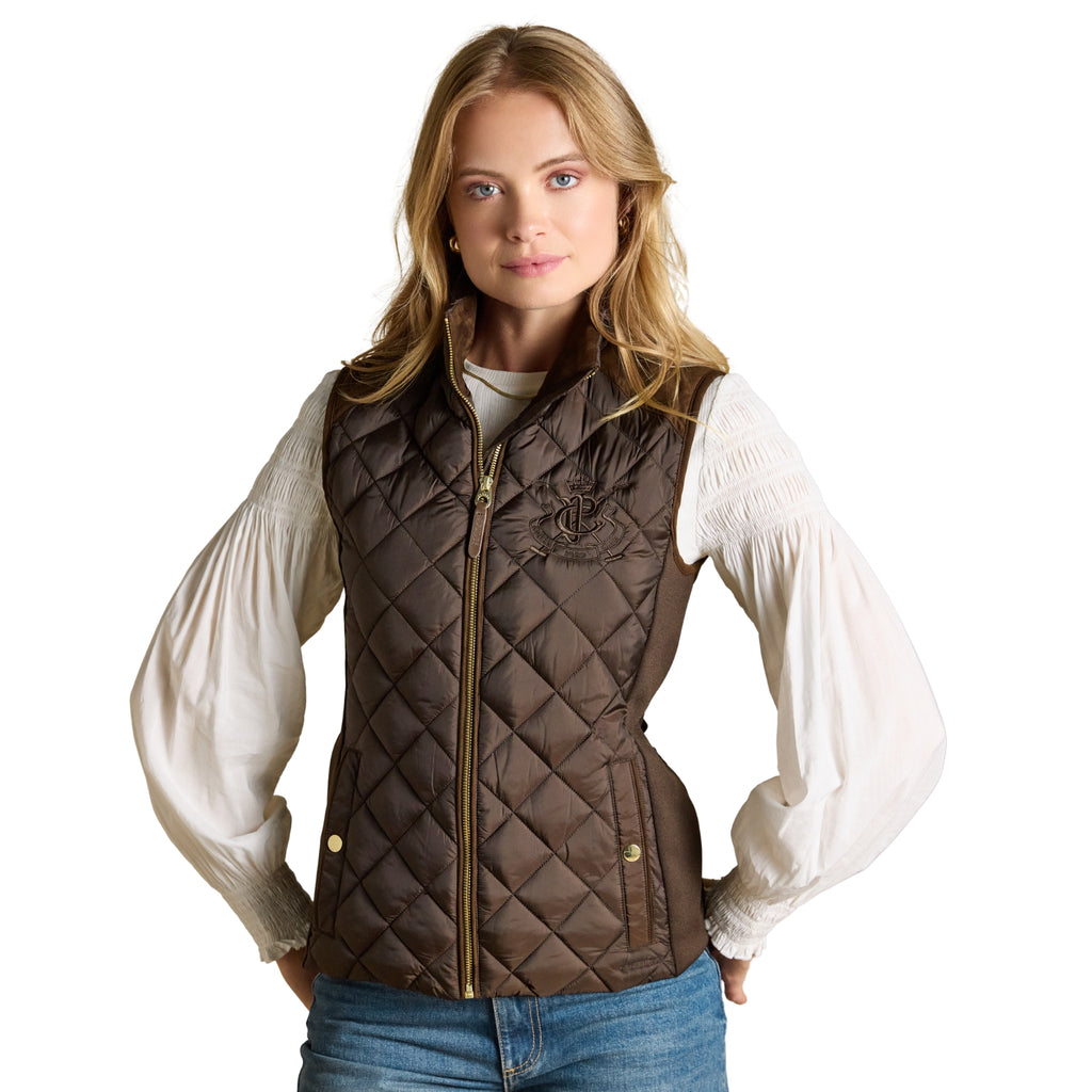 Joules Ladies Braemar Luxe Gilet - Chocolate Brown