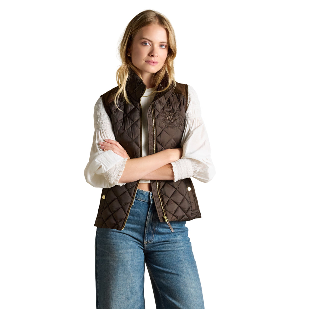 Joules Ladies Braemar Luxe Gilet - Chocolate Brown