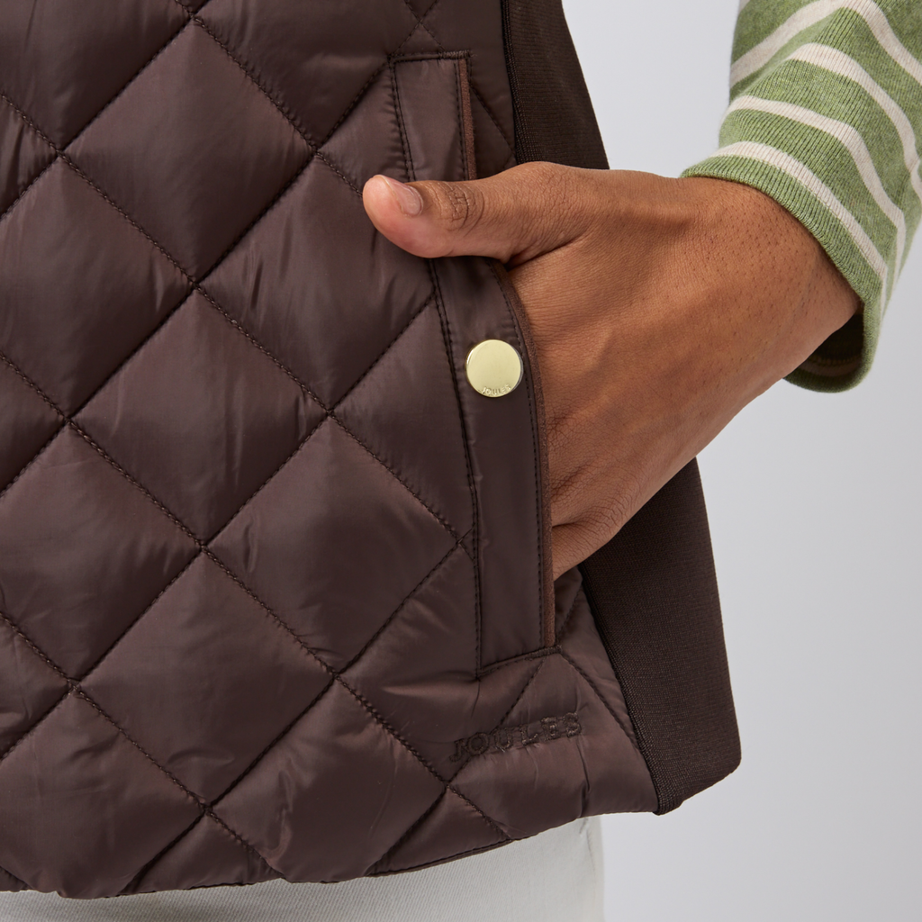 Joules Ladies Braemar Luxe Gilet - Chocolate Brown