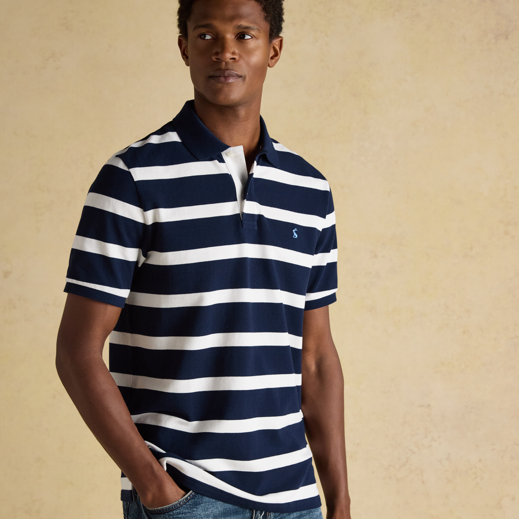 Joules Mens Woody Stripe Polo - Navy/White