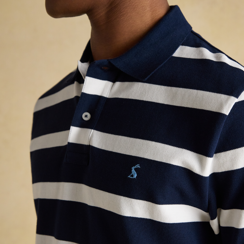 Joules Mens Woody Stripe Polo - Navy/White