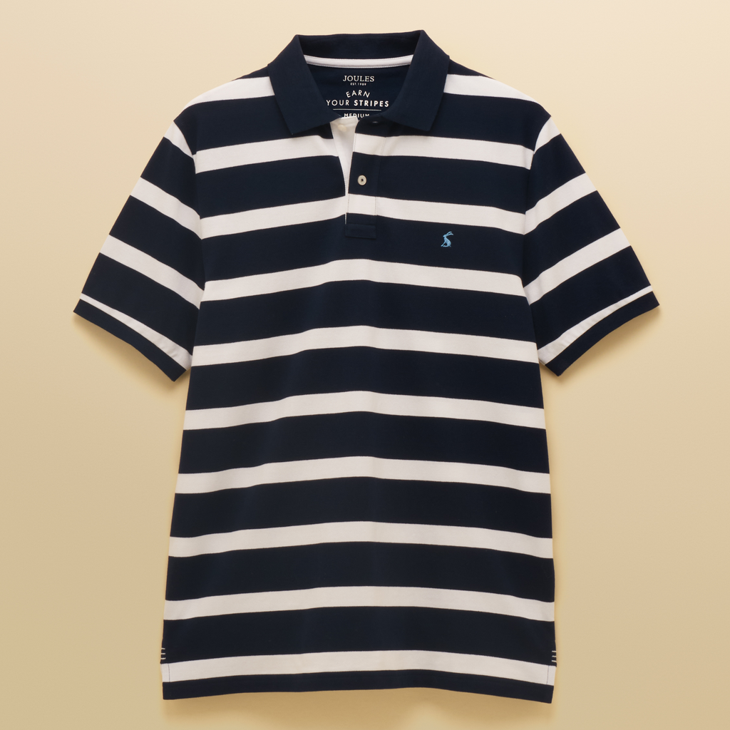 Joules Mens Woody Stripe Polo - Navy/White