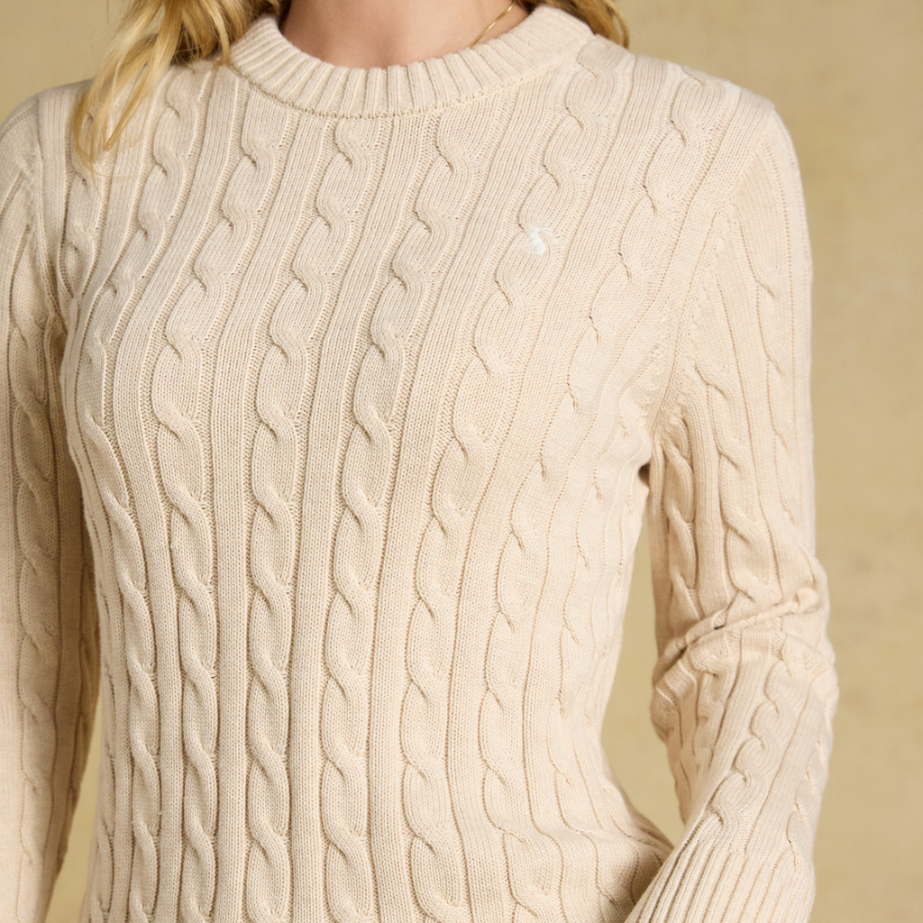 Joules Ladies Classic Cable Jumper - Oatmeal